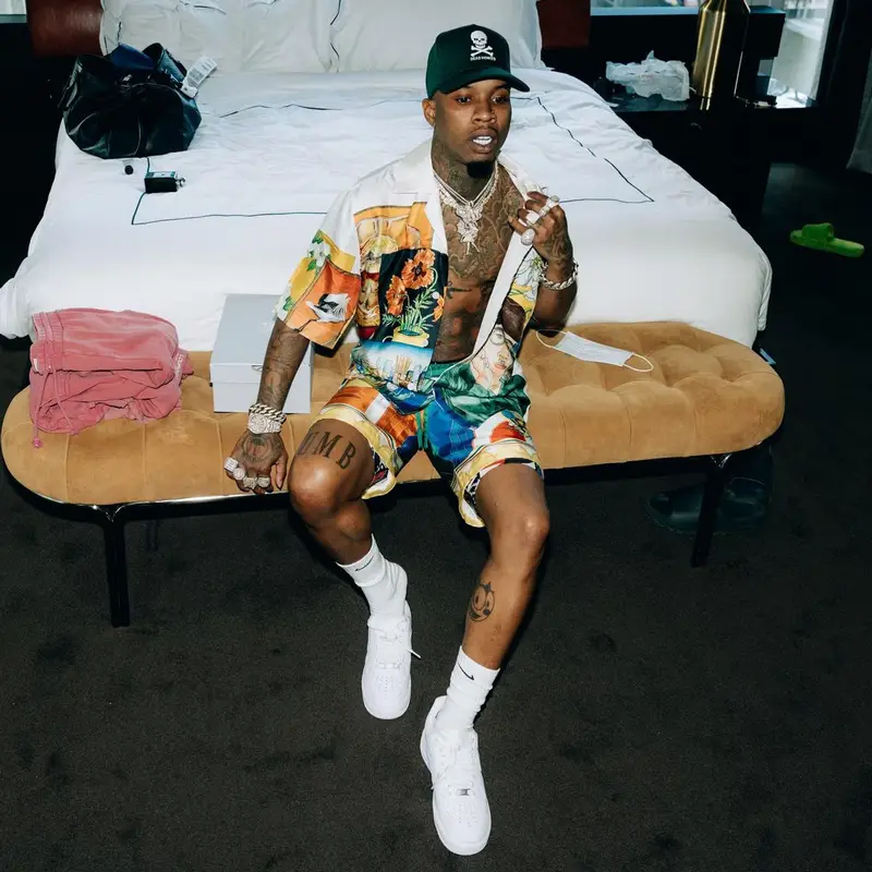 Tory Lanez outfit in Casablanca, Dead Homies, and Nike, 2022