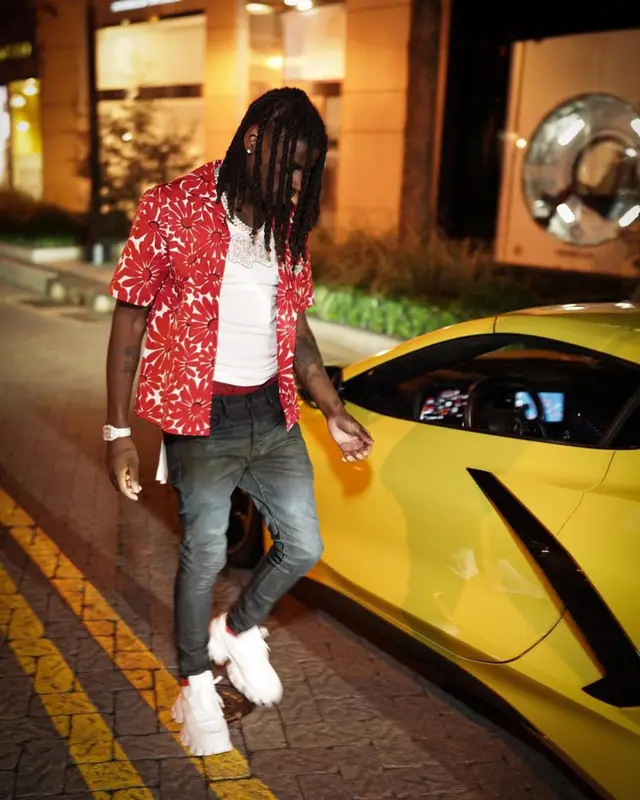 SleazyWorld Go outfit in Prada and Purple Brand, 2022