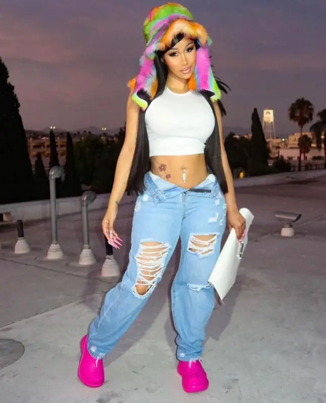 Cardi B outfit in Maison Margiela, Balenciaga, and Marni, 2022