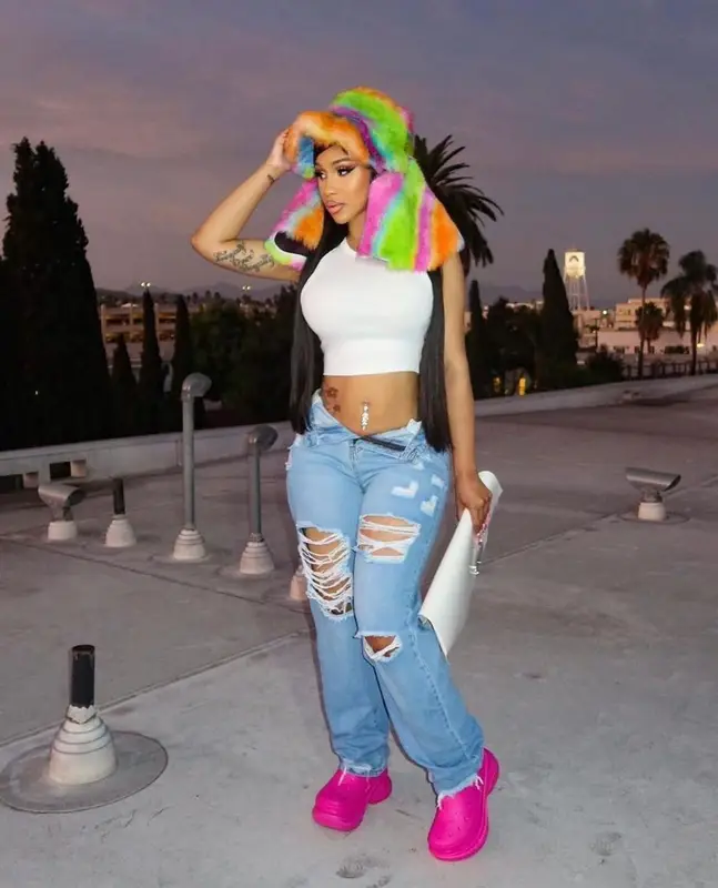 Cardi B outfit in Maison Margiela, Balenciaga, and Marni, 2022