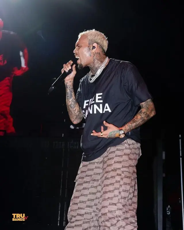 Chris Brown outfit in Balenciaga, Purple Brand, and Nike, 2022