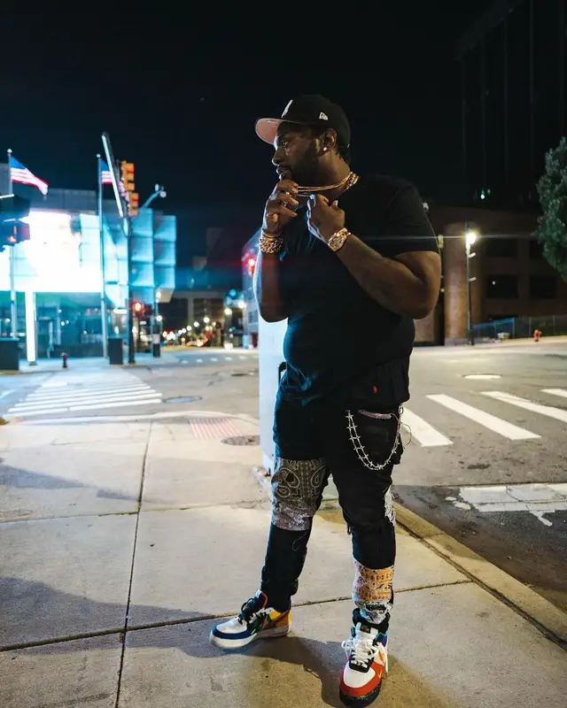 Peezy outfit in Polo Ralph Lauren, Amiri, and Nike, 2022