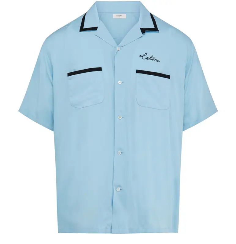 Celine Light Blue Loose Bowling Shirt $990
