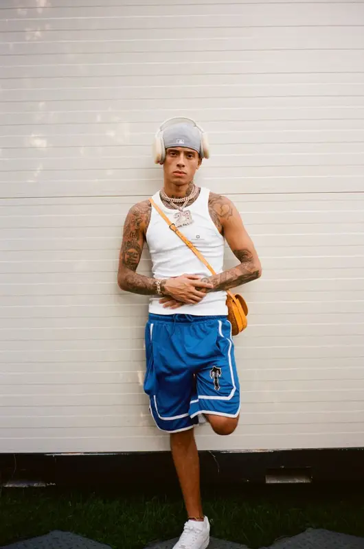 Central Cee outfit in Nike, Goyard, and Apple, 2022