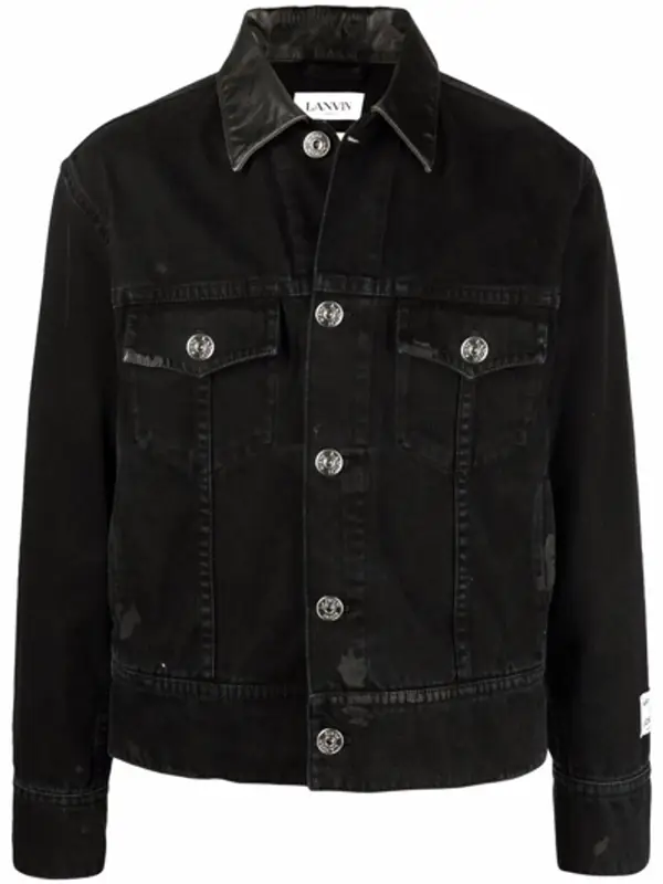 Lanvin Logo-print Distressed Denim Jacket In Black $1705