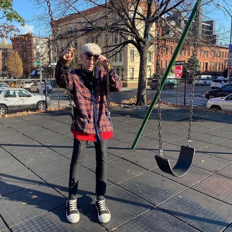 Caspr outfit in Undercover, Rick Owens, and Balenciaga, 2021