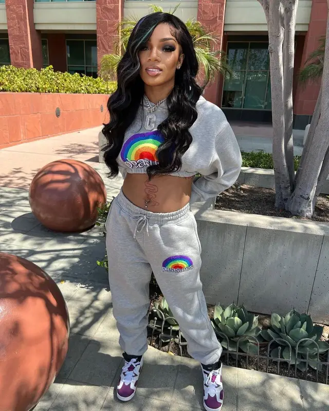 GloRilla outfit in Pleasures and Jordan, 2022