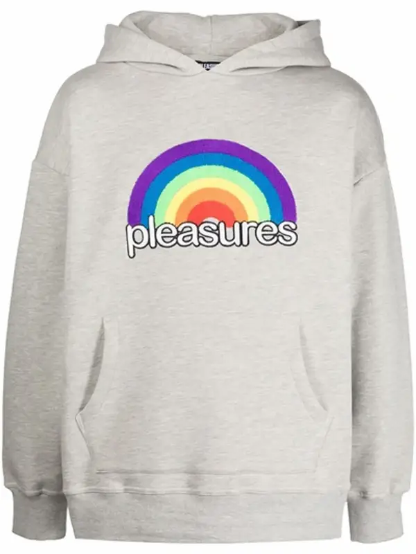 Pleasures Grey Good Time Flocked-effect Hoodie $129