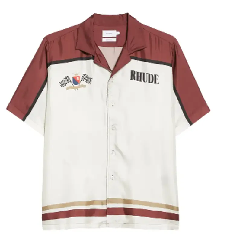 Rhude Racing Team Short Sleeve Silk Camp Shirt $896