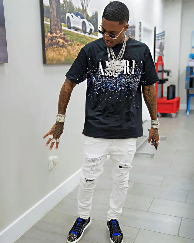 CoreySSG outfit in Amiri and Christian Louboutin, 2022