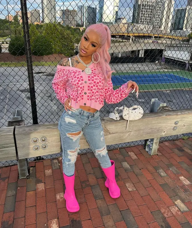 Lakeyah outfit in Off-White, Crocs, and Balenciaga, 2022