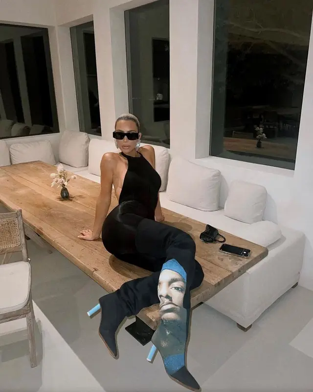 Kim Kardashian outfit in Skims and Balenciaga, 2022