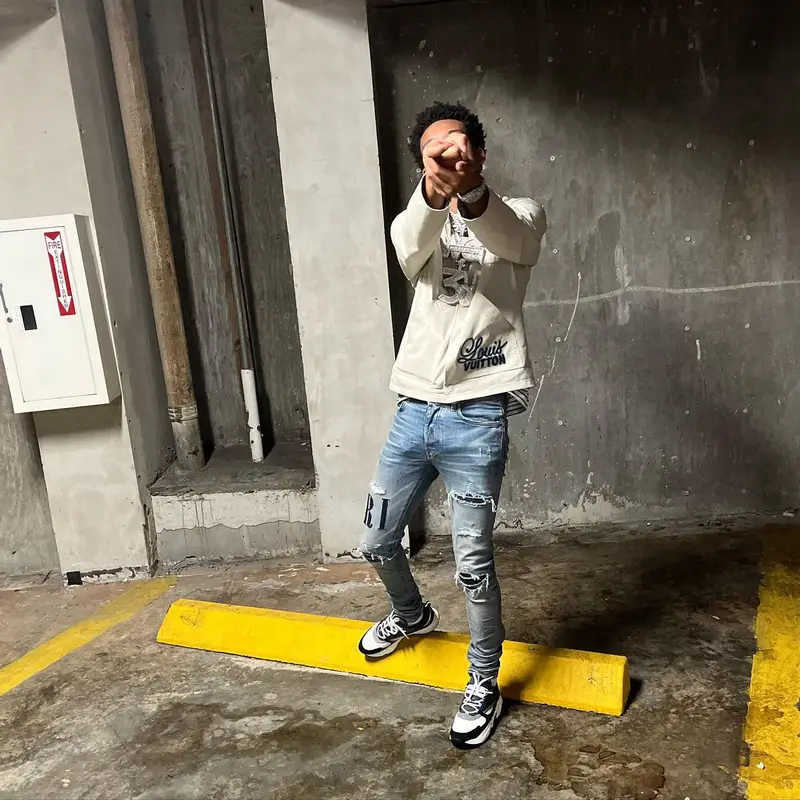 Nardo Wick outfit in Louis Vuitton, Amiri, and Dior, 2022