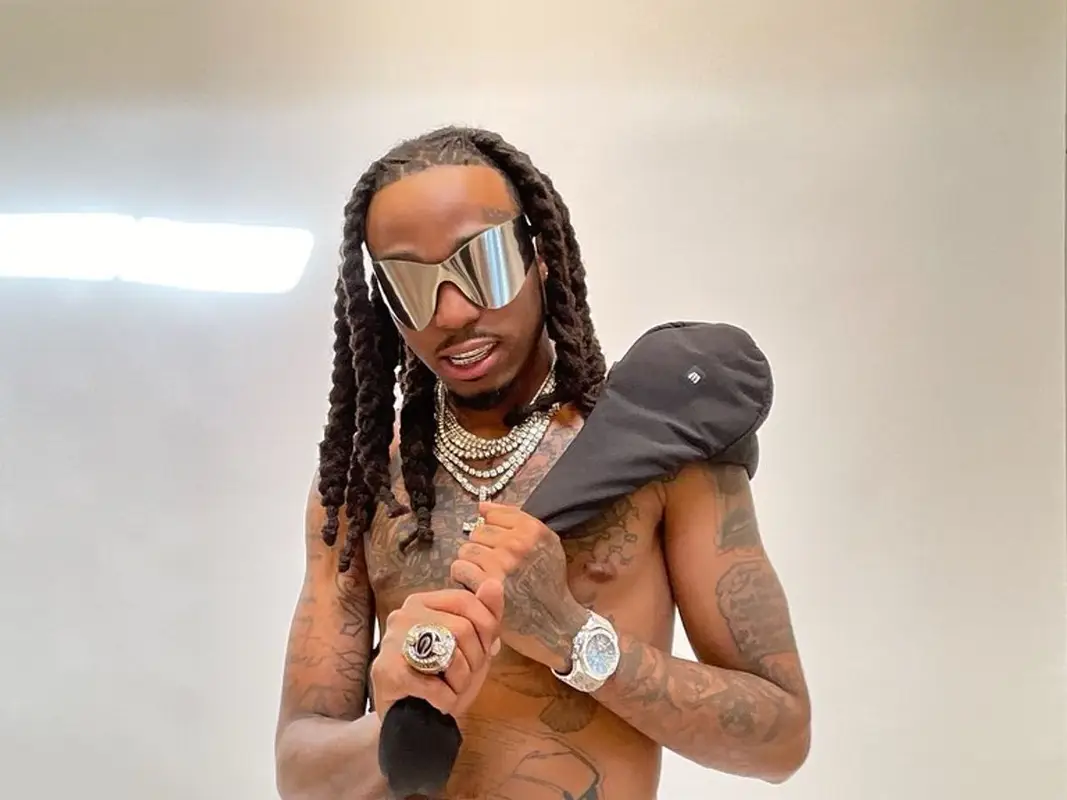 Quavo outfit in Yeezy and GAP, 2022