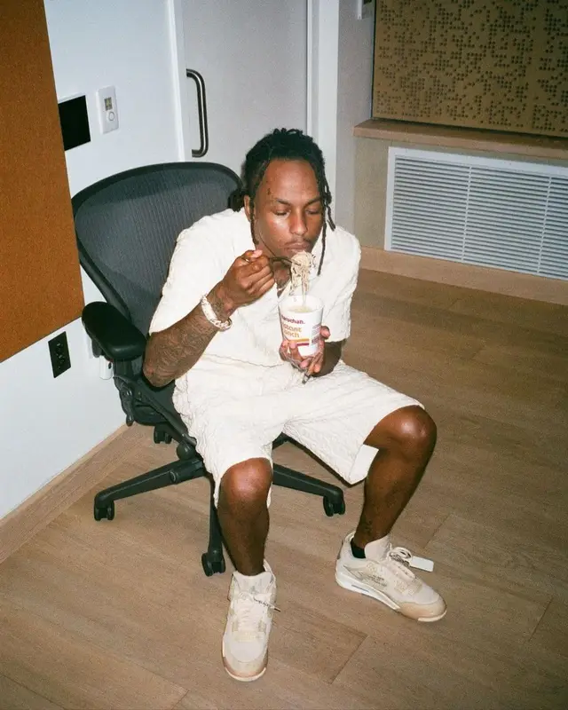 Rich The Kid outfit in Fendi, Jordan, and Off-White, 2022