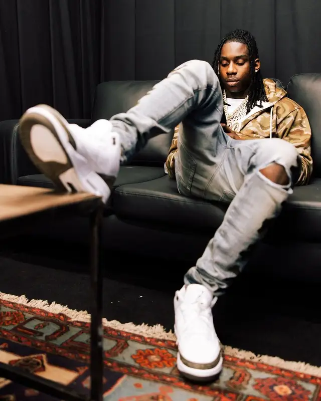 Polo G outfit in Celine, Amiri, and Jordan, 2022