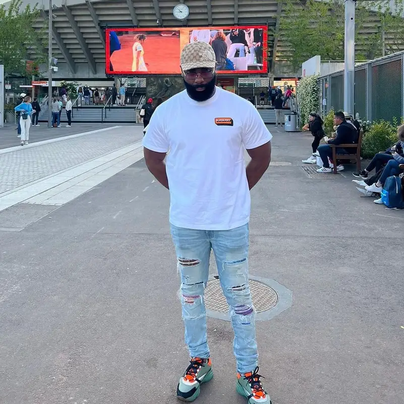Kaaris outfit in Burberry, Gucci, and The North Face, 2022
