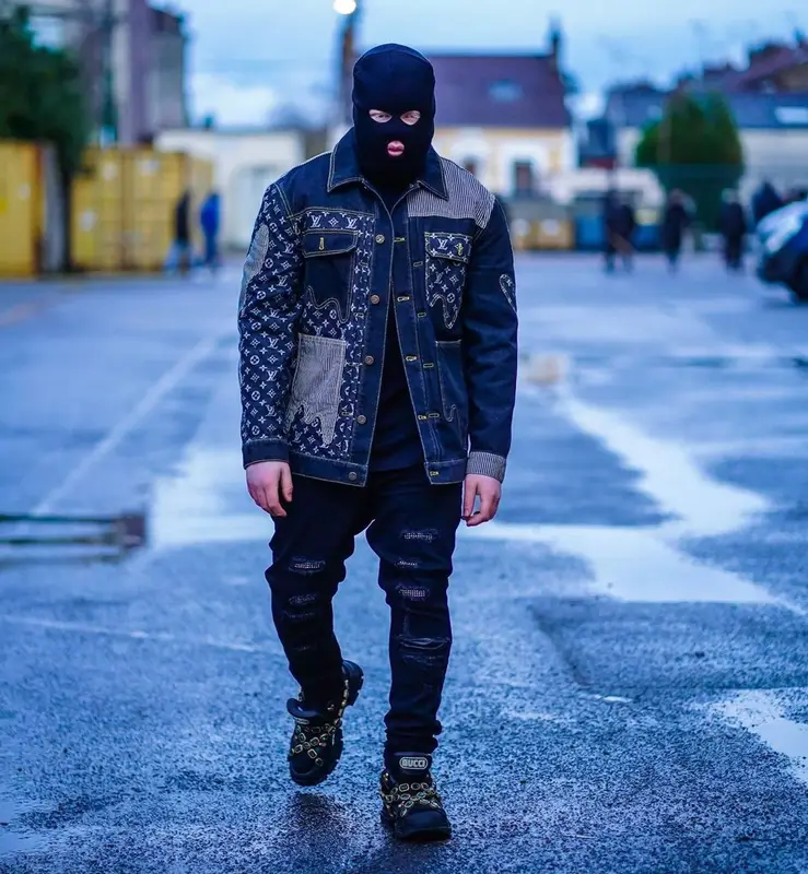 Kalash Criminel outfit in Louis Vuitton, No Name, and Nigo, 2021