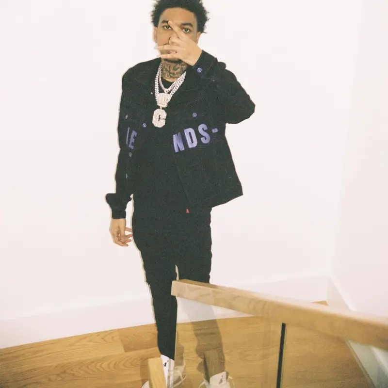 Lil Poppa outfit in Vlone, Amiri, and Jordan, 2022