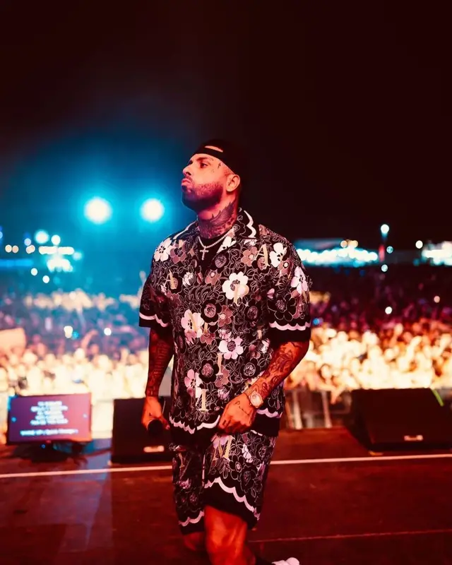 Nicky Jam outfit in Amiri and Blag, 2022