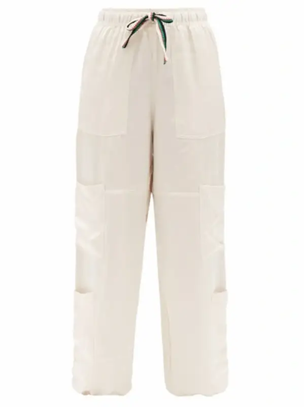 Wales Bonner Spirit Satin-Trimmed Crepe Wide-Leg Pants $685