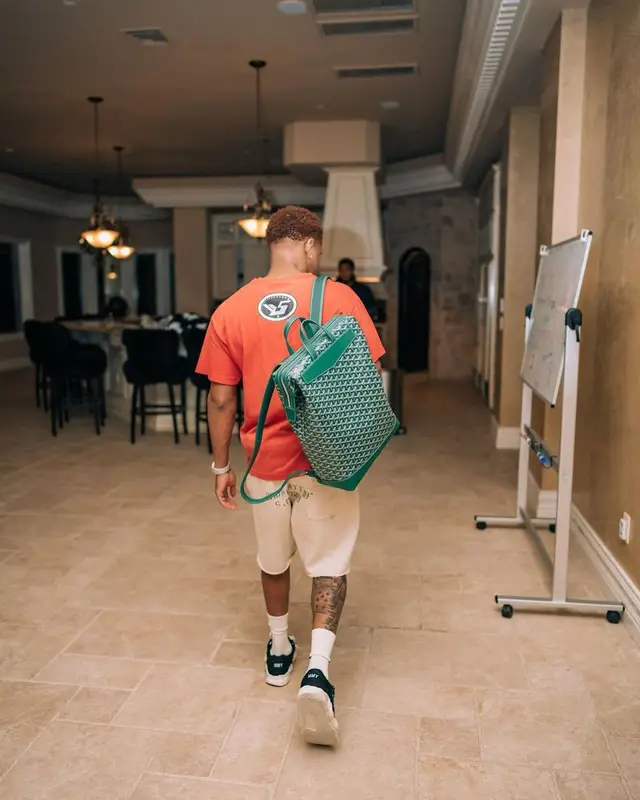 Devin Haney outfit in Saint Michael and Maison Mihara Yasuhiro, 2022
