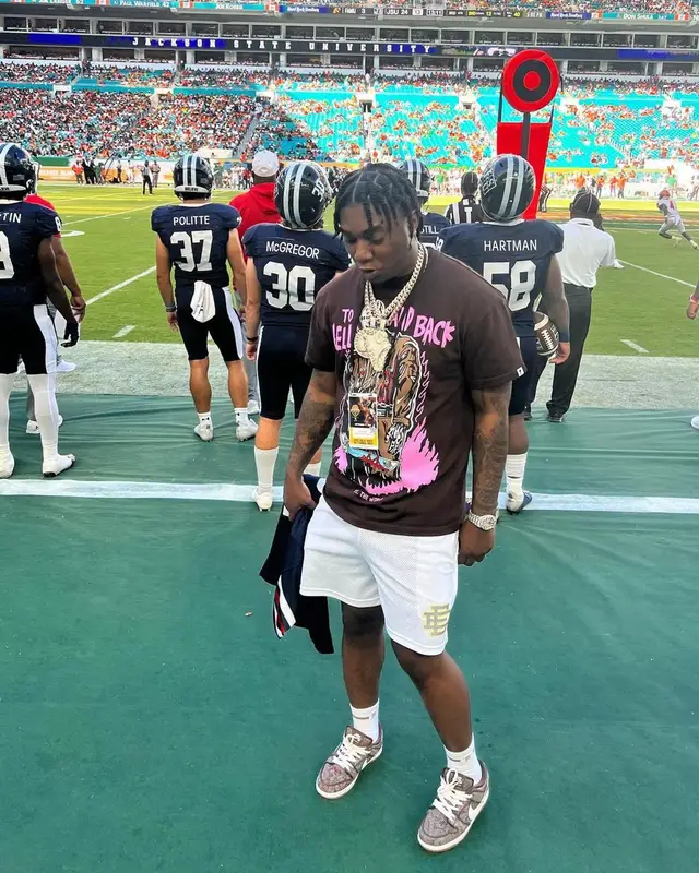 Fredo Bang outfit in Warren Lotas, Eric Emanuel, and Amiri, 2022