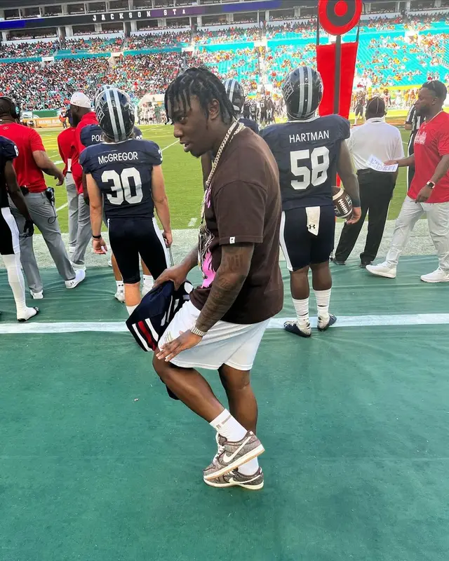 Fredo Bang outfit in Warren Lotas, Eric Emanuel, and Amiri, 2022