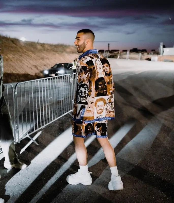 Manuel Turizo outfit in KidSuper, Maison Margiela, and Reebok, 2022