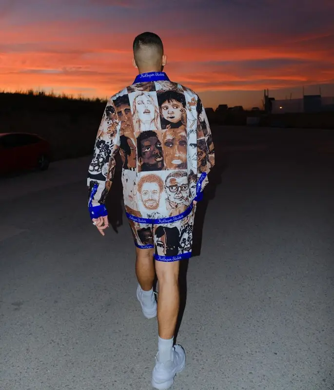 Manuel Turizo outfit in KidSuper, Maison Margiela, and Reebok, 2022