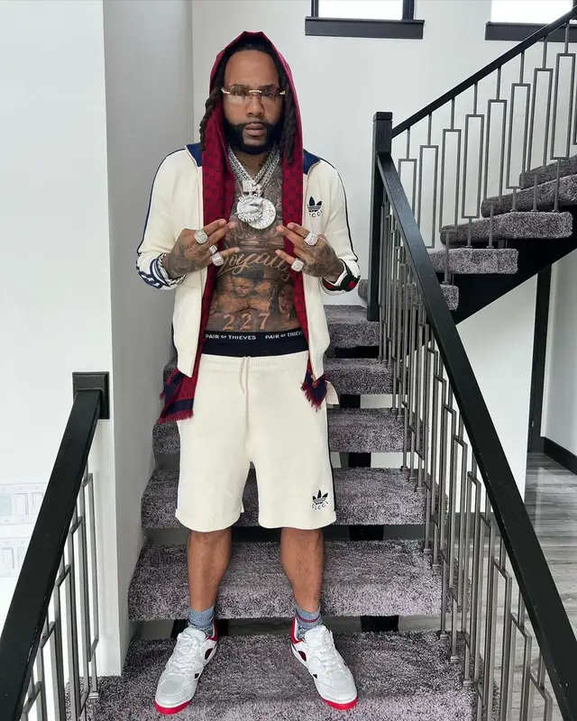 Money Man outfit in Gucci and Adidas, 2022