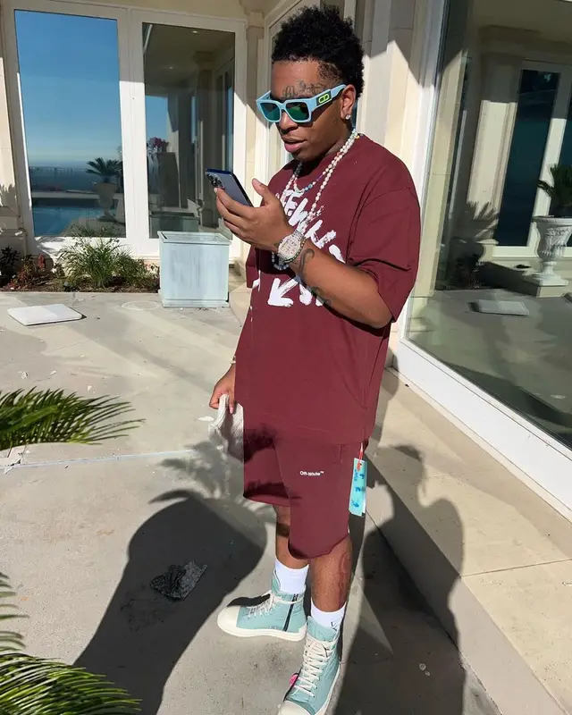 Lil Gotit outfit in Off-White, Dior, and Moncler, 2022