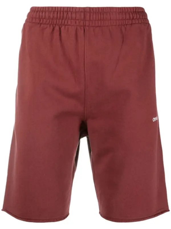 Off-White Arrows-Motif Cotton Red Track Shorts $440