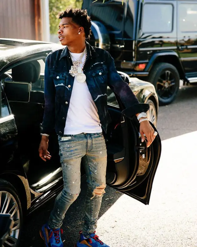 Lil Baby outfit in Amiri, Polo Ralph Lauren, and Balenciaga, 2018