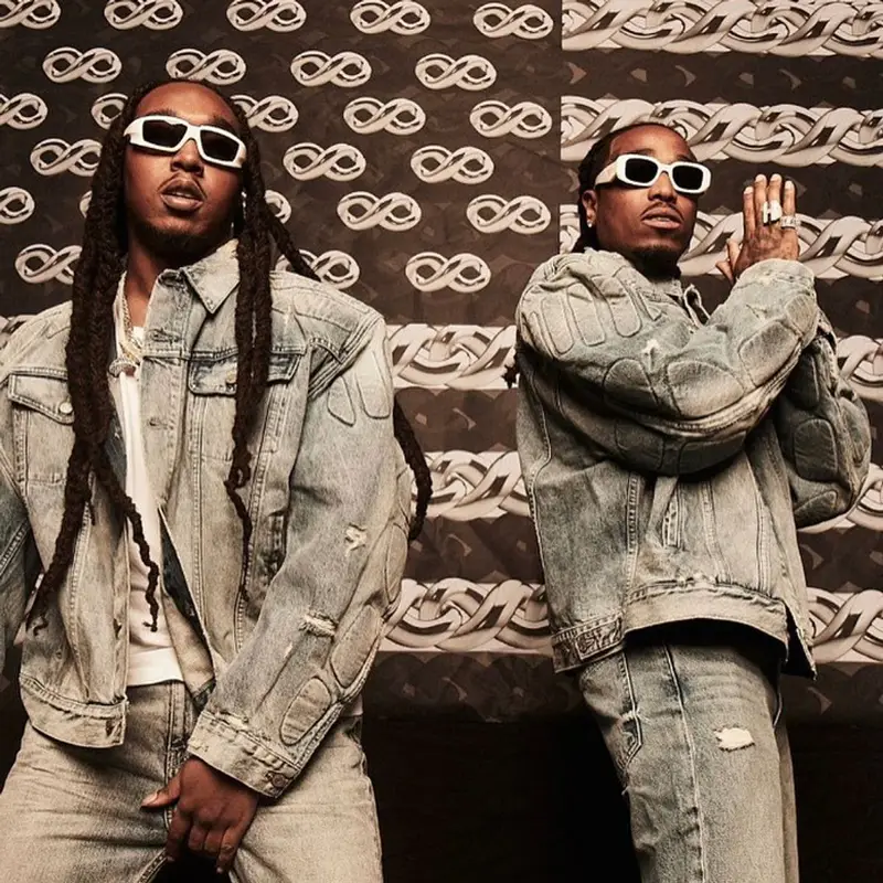 Takeoff outfit in Yeezy, Prada, and GAP, 2022