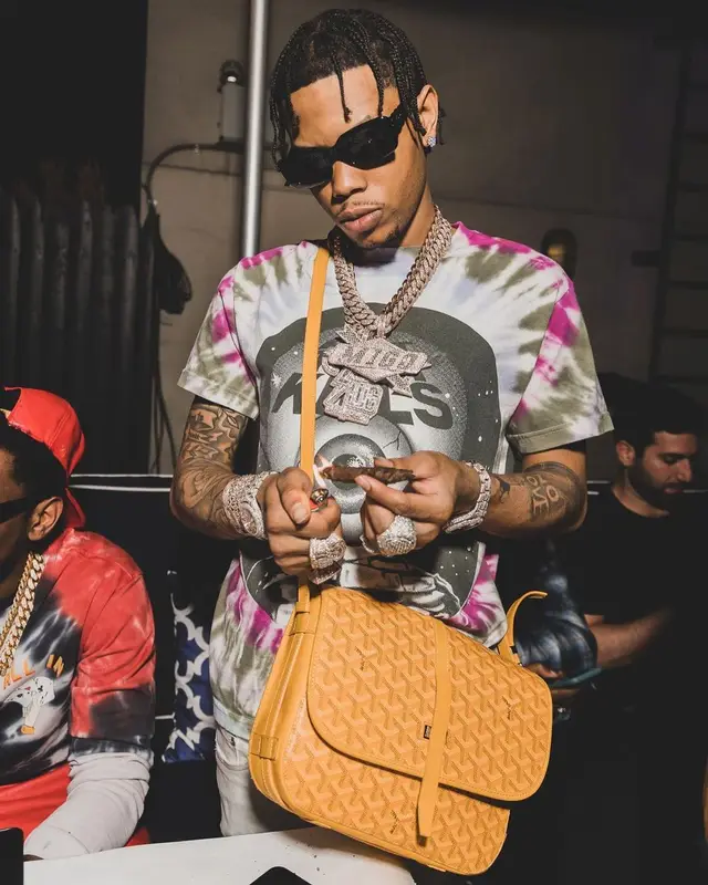Lil Migo outfit in Gallery Dept., Louis Vuitton, and Goyard, 2022