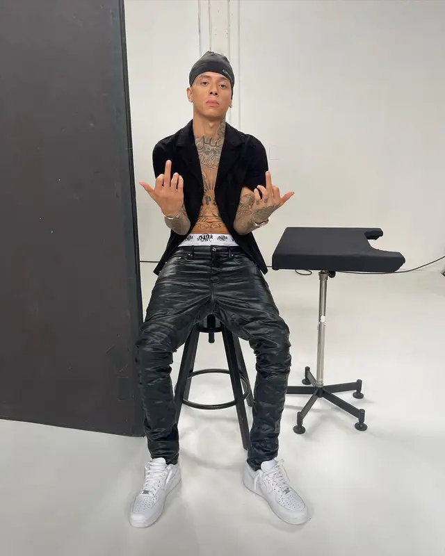Central Cee outfit in OVO, Purple Brand, and Nike, 2022