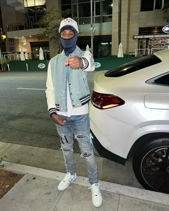 Lil Tjay outfit in Amiri, 2022