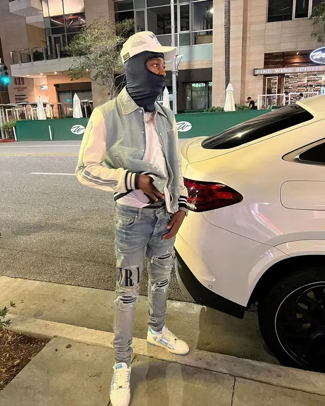Lil Tjay outfit in Amiri, 2022