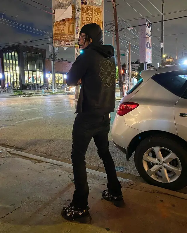 Lil Playah outfit in Chrome Hearts, Gucci, and Prada, 2021