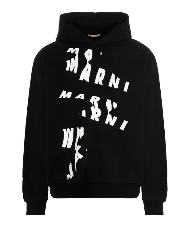 Marni Logo-Print Oversized Black Hoodie $719