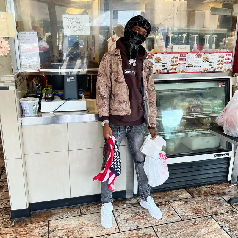 Duwap Kaine outfit in Supreme and Nike, 2022