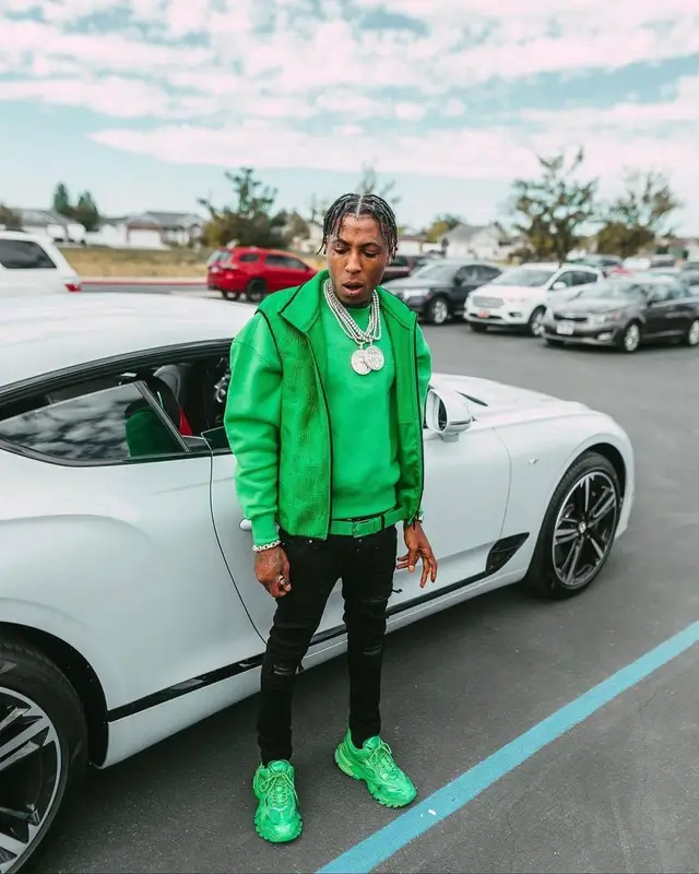 NBA YoungBoy outfit in Bottega Veneta, Ami Alexandre Mattiussi, and Amiri, 2022