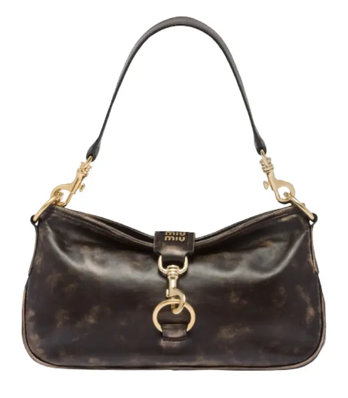 Miu Miu snap hook-detail shoulder bag, Brown