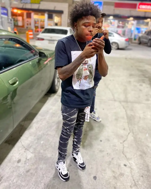 Anti Da Menace outfit in Supreme, Purple Brand, and Hanes, 2022