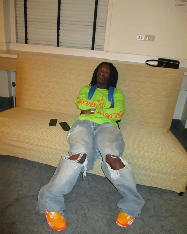 Lil Uzi Vert outfit in Vlone, Prada, and Balenciaga, 2022