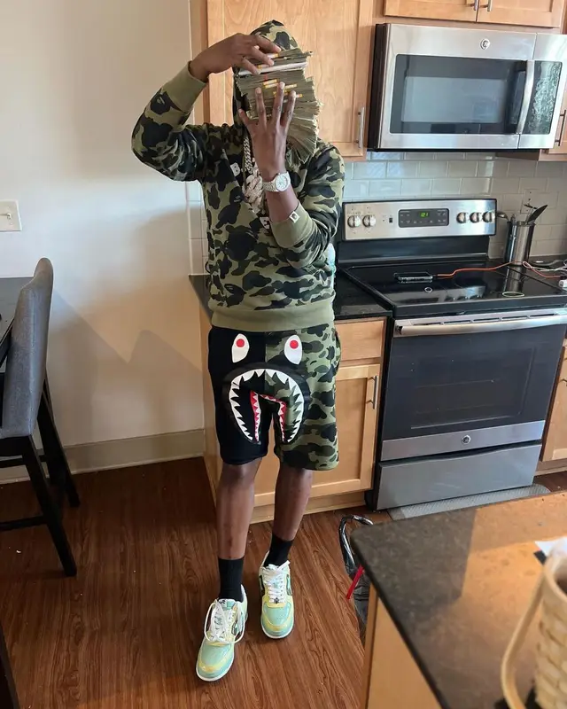Baby Money outfit in Bape, 2022