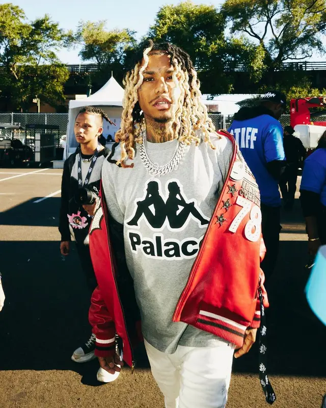 Lil Gnar outfit in Palace, Ksubi, and Kappa, 2022