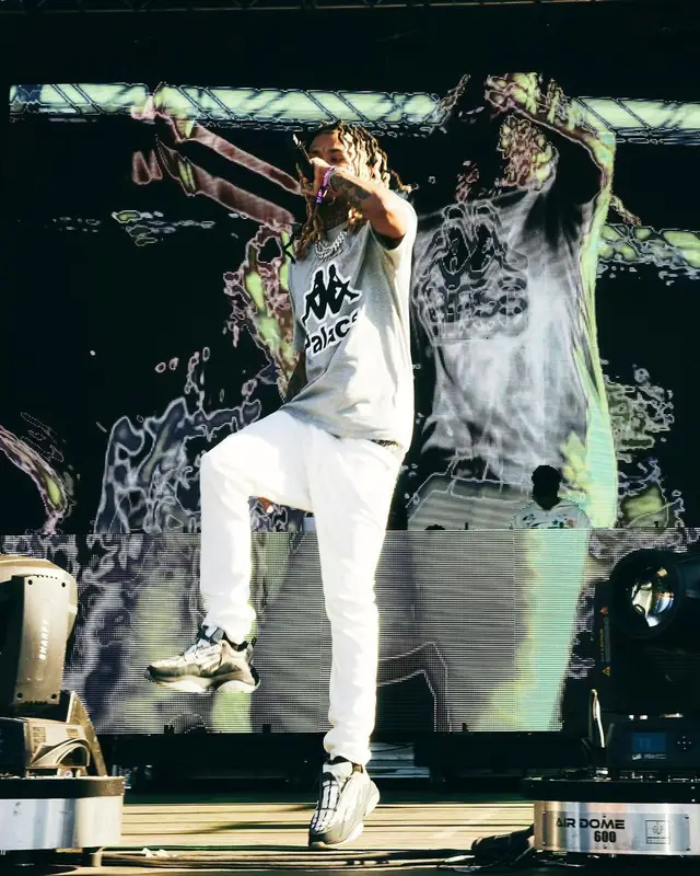 Lil Gnar outfit in Palace, Ksubi, and Kappa, 2022