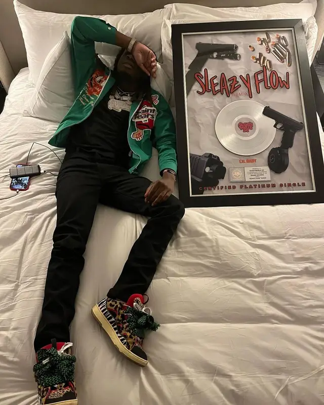 SleazyWorld Go outfit in Denim Tears, Purple Brand, and Lanvin, 2022